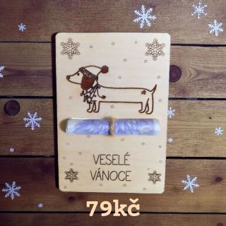 Vánoční karta na bankovku pejsková. www.dekoracezrecice.cz